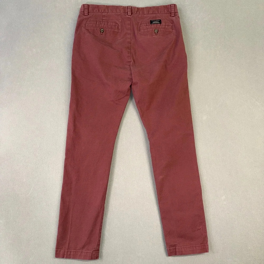 Banana Republic Fulton Skinny Chino Pants Mens 32x32 Burgundy Red Cotton Stretch
